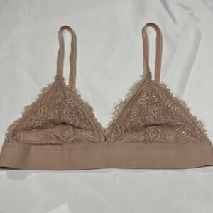 Pepper Light Pink Everyday Lace Triangle Bralette Adjustable Straps Size Large
